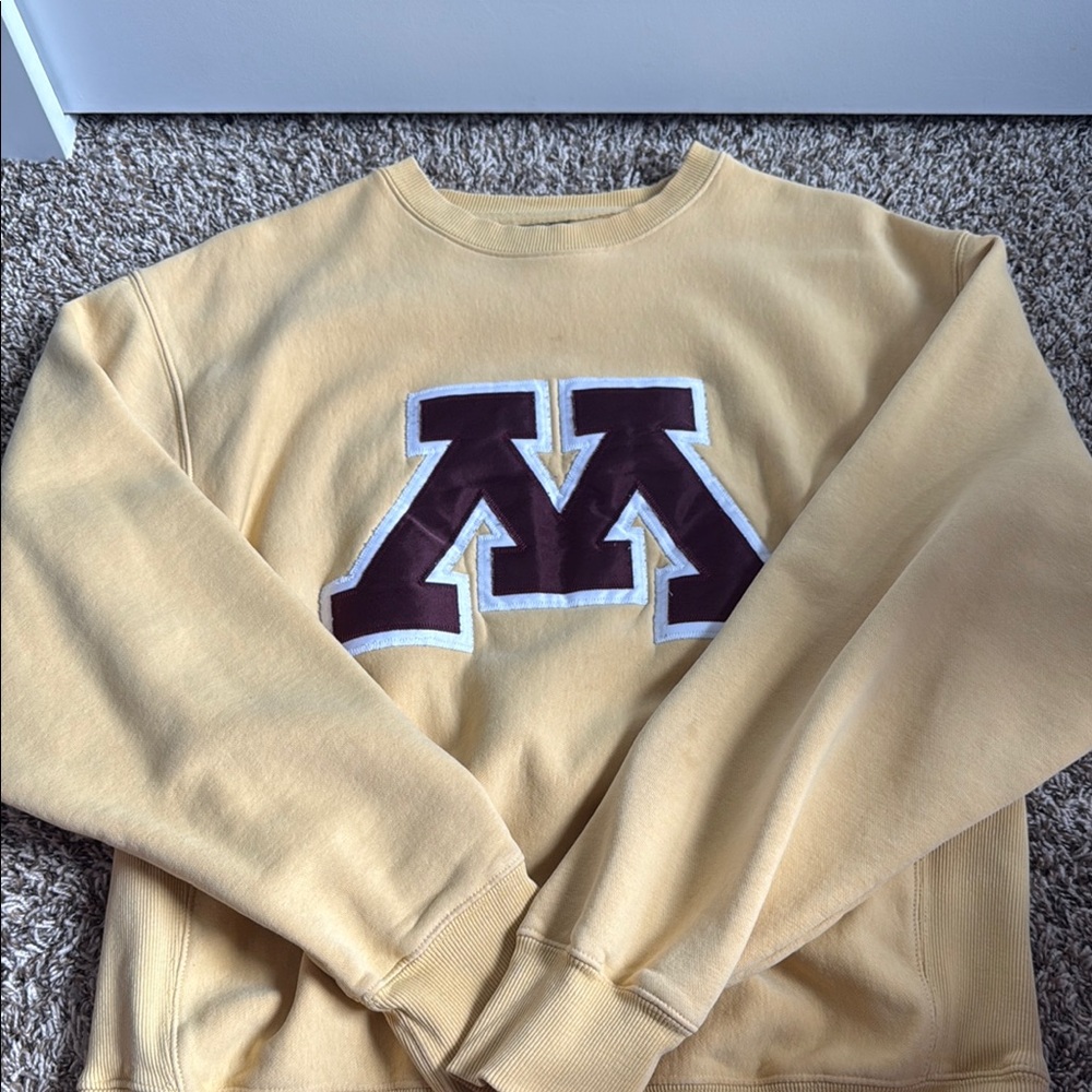 Signature Yellow Crewneck Sweater with Brown Accents